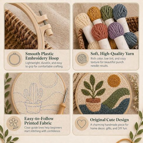 Punch Needle kit for Beginners, Lake at Sunset Lakeside Dusk Punch Stitching kit for Adults, Needle Punch Kits for Adults, DIY Craft in Kuwait