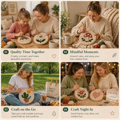 Punch Needle kit for Beginners, Lake at Sunset Lakeside Dusk Punch Stitching kit for Adults, Needle Punch Kits for Adults, DIY Craft in Kuwait