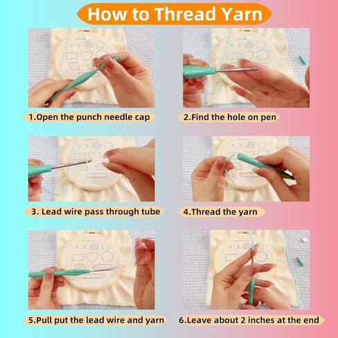6PCS Punch Needle Coaster Kit Chick Roosters Easy for Beginners Stress Relief Craft Set with Hoop Yarn & Patterns DIY Embroidery Mug Rug Kit for Adults Kids Home Decor-2 in Kuwait