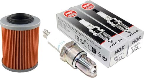 New Spark Plugs And Oil Filter Kit BPR7ES 5534 Standard Resistor HF145 Compatible With Yamaha V Star 1100 Virago 750 Virago 1100 in Kuwait