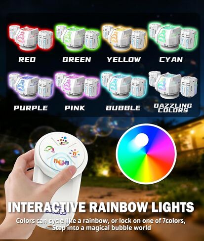 Bubble Machine - Auto 360° Rotation, Remote Control (65-131ft), 11-Color RGB Lights, 40000+ Bubbles, 1200mAh USB-C Rechargeable - Gift Toys for Kids, Toddler, Boys, Girls, Parties, Birthday, Wedding in Kuwait