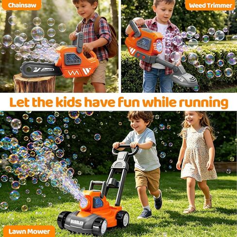 juman Bubble Lawn Mower for Kids, 3in1 Electric Bubble Machine with 10 Bubble Solution, Summer Outdoor Toddler Toys Bubble Blower with Lights, Party Birthday Gift for Boys Girls 3 4 5 6 7 8 Year in Kuwait