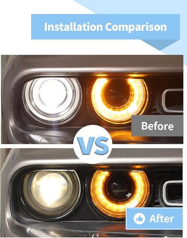 Voodonala Front Headlight Cover Trim Compatible with Dodge Challenger Exterior Accessories 2015-2024, Smoked Black in Kuwait
