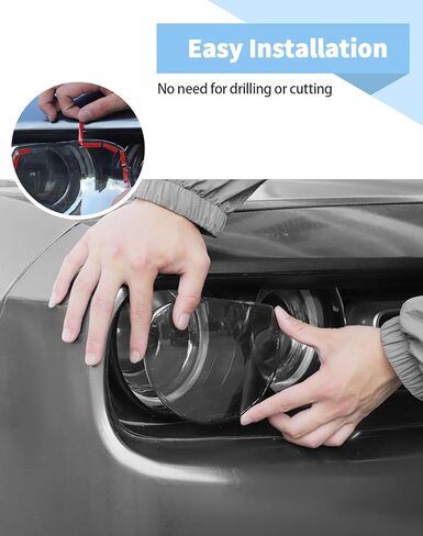 Voodonala Front Headlight Cover Trim Compatible with Dodge Challenger Exterior Accessories 2015-2024, Smoked Black in Kuwait