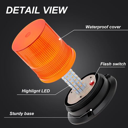 قطعتان من أضواء LED الكهرمانية القوية، 12-48 فولت تحذير أضواء وامضة للطوارئ، 3 أوضاع مقاومة للماء وامض أضواء تحذير السلامة للشاحنات والسيارات والحافلات والجرارات والجزازة وATV وعربات الجولف وUTV in Kuwait