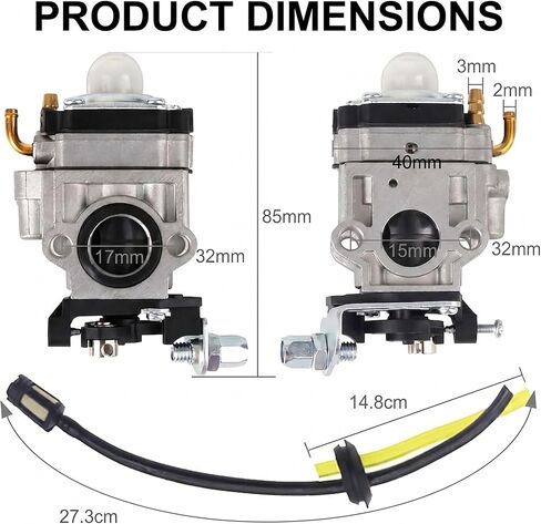300486 43cc 2 السكتة الدماغية عدة المكربن ​​للزلزال E43 MC43 Tiller Auger، قطع غيار محرك Viper تناسب Powermate PCV43 Southland SCV43 Cultivator Eskimo Mako M43، جاهز للمصنع in Kuwait