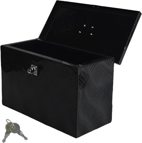 16"x7.5"x10" Aluminum Truck Tool Box Heavy Duty Diamond Plate Pickup Small Truck Bed Toolbox with Top Handle Buckle Lock and Keys Suitable for Pick up Trucks RV Trailer Black in Kuwait