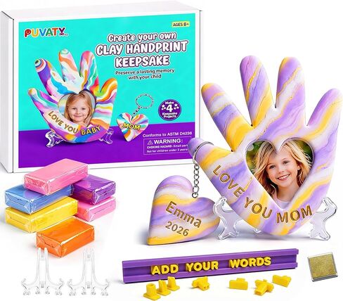 Clay Handprint Casting Kit for Family Crafts – Oven Bake Polymer Clay Arts & Crafts, DIY Handprint Keepsake Frame for Kids Teens & Adults, Creative Projects for Everyone Gifts from Children Ages 8-12 in Kuwait