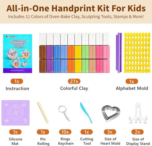 Clay Handprint Casting Kit for Family Crafts – Oven Bake Polymer Clay Arts & Crafts, DIY Handprint Keepsake Frame for Kids Teens & Adults, Creative Projects for Everyone Gifts from Children Ages 8-12 in Kuwait