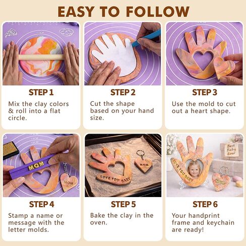 Clay Handprint Casting Kit for Family Crafts – Oven Bake Polymer Clay Arts & Crafts, DIY Handprint Keepsake Frame for Kids Teens & Adults, Creative Projects for Everyone Gifts from Children Ages 8-12 in Kuwait