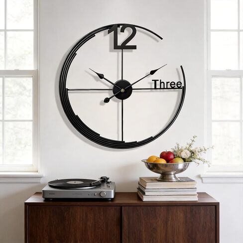 Large Wall Clock,Modern Minimalist Wall Clock Round Silent Non-Ticking Battery Operated Decorative Clocks for Living Room/Entryway/Kitchen/Bedroom/Office/Home Metal Wall Decor 24 inch in Saudi Arabia