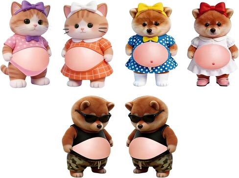Sweet & Cool Pet Belly Door Bumper Sticker - 6 Pieces Set, Decorative Wall Shield with 3D Squeeze Stomach Design for Door Knob Protection in Kuwait