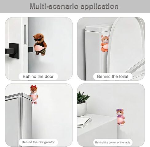 Sweet & Cool Pet Belly Door Bumper Sticker - 6 Pieces Set, Decorative Wall Shield with 3D Squeeze Stomach Design for Door Knob Protection in Kuwait