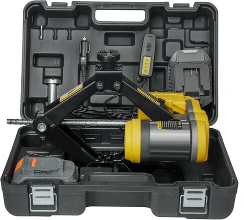 Dual Power Electric Car Jack w/ 4.0Ah Battery & 12V DC Backup, Compatible with Dewalt 20V MAX Battery, 1 Ton Cordless Jack, 5.5-15.7in Lifting Range, Heavy Duty Steel Jack for Emergency Tire Change in Kuwait