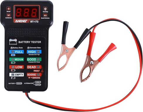 Wuyaoyao 12V Car Battery Tester with LCD Display & LED Indication, Automotive Battery and Alternator Tester Tool, Batteries Voltmeter and Alternator Charging System Analyzer, Car Accessories in Kuwait