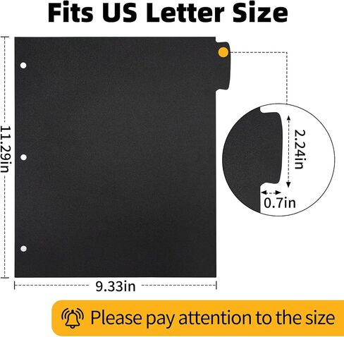 Insertable Dividers for 3 Ring Binders, 5 Tabs per Set, Big Tabs, Binder Dividers with Tabs for School Office and Home Organization, Black, 2 Sets in Kuwait