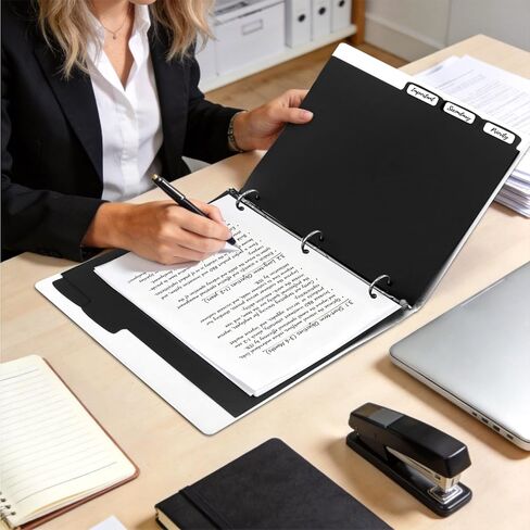 Insertable Dividers for 3 Ring Binders, 5 Tabs per Set, Big Tabs, Binder Dividers with Tabs for School Office and Home Organization, Black, 2 Sets in Kuwait