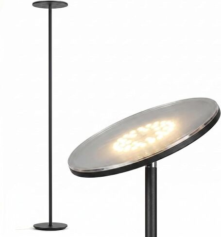 مصباح أرضي LED من Brightech Sky Flux Dimmable - مصباح أرضي فائق السطوع لغرفة المعيشة والمكاتب - مصباح قائم Torchiere مع 3 خيارات إضاءة، مصباح طويل لقراءة غرفة النوم والمزيد - برونزي in Saudi Arabia