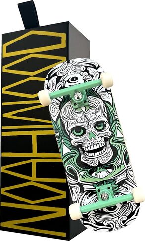 NOAHWOOD NW14.0 Fingerboard Complete (Short Nose Short Tail Deck 98x35.5mm 5-Layer Color Maple Pro concave Design Mini Skateboard Deck) +Pro 36mm Hex Mint Truck + Beige ii Wheel (White fingersoul) in Kuwait