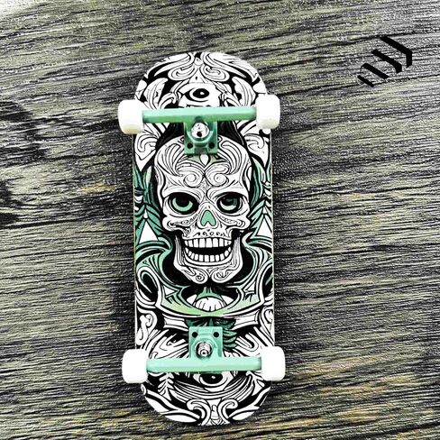 NOAHWOOD NW14.0 Fingerboard Complete (Short Nose Short Tail Deck 98x35.5mm 5-Layer Color Maple Pro concave Design Mini Skateboard Deck) +Pro 36mm Hex Mint Truck + Beige ii Wheel (White fingersoul) in Kuwait