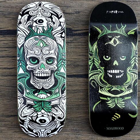 NOAHWOOD NW14.0 Fingerboard Complete (Short Nose Short Tail Deck 98x35.5mm 5-Layer Color Maple Pro concave Design Mini Skateboard Deck) +Pro 36mm Hex Mint Truck + Beige ii Wheel (White fingersoul) in Kuwait