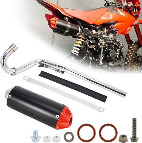 طقم أنابيب كاتم صوت العادم 28 مم لـ CRF50 XR50 70cc 110cc 125cc SR110 Rock eta Taotao DB10 DB14 xpro db-x20 SDG Coolster Chinese Dirt Pit Bike موتوكروس - أحمر in Kuwait