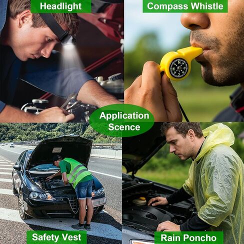 HolaKit Car Emergency Kit – Roadside Safety Kit with Jumper Cables, LED Headlamp, First Aid, EVA Bag, Poncho, Safety Vest & More – Ideal for Cars, SUVs, Teen Drivers & Families in Kuwait