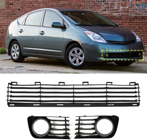 Front Lower Bumper Grille Fog Light Bezels Kit Compatible with For Toyota Prius 2004 2005 2006 2007 2008 2009,3Pc Black Mesh Grill Replace For TO1036112 TO1038118 TO1039118 in Kuwait