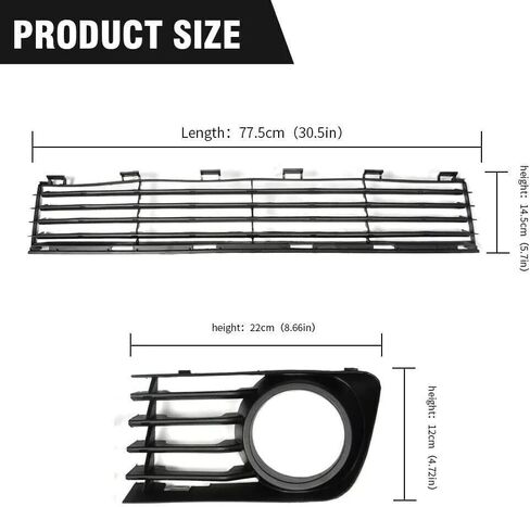 Front Lower Bumper Grille Fog Light Bezels Kit Compatible with For Toyota Prius 2004 2005 2006 2007 2008 2009,3Pc Black Mesh Grill Replace For TO1036112 TO1038118 TO1039118 in Kuwait