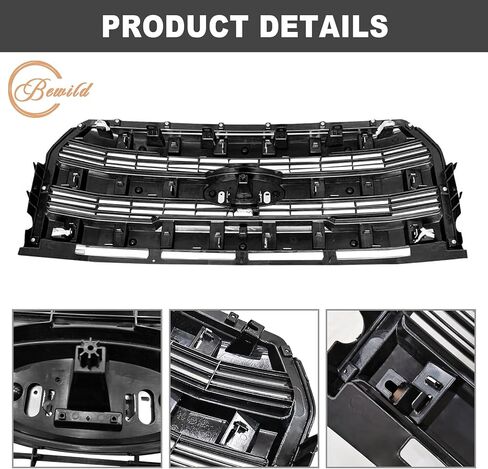Bewild المصد الأمامي العلوي مصبغة متوافقة مع 2015 2016 2017 Ford F150 F-150 شبكة أمامية المبرد شبكة ث / O استبدال ثقب الكاميرا لFL3Z8200GA in Kuwait