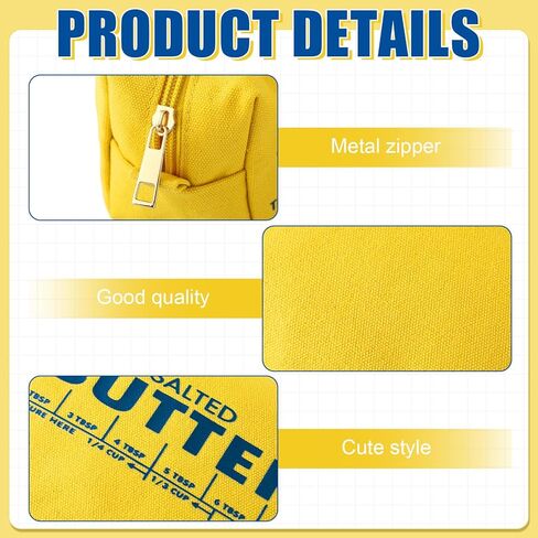 Kisston 2 Pcs Cute Makeup Bag, Funny Butter Shaped Cosmetic Bag, Canvas Zipper Makeup Pouch, 3D Dimensional Kawaii Toiletry Pouch for Women in Kuwait