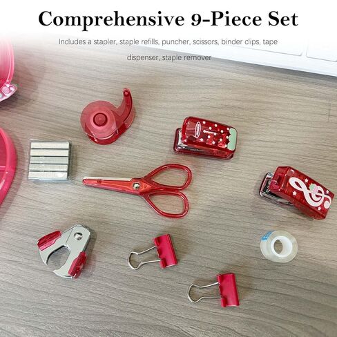 Strawberry Mini School Supplies Kit - 9-Piece Stationery Set for Students, Office, and Journaling Tools in Kuwait