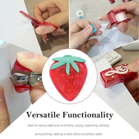 Strawberry Mini School Supplies Kit - 9-Piece Stationery Set for Students, Office, and Journaling Tools in Kuwait