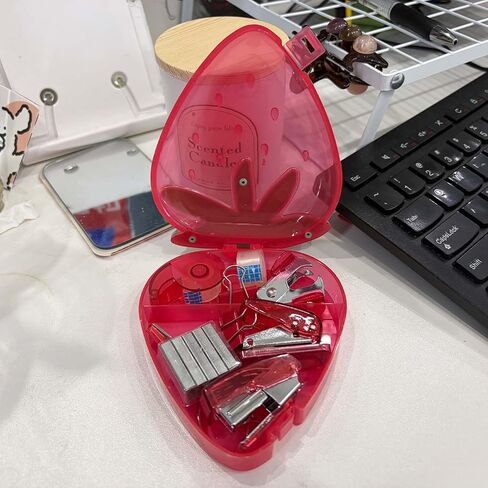 Strawberry Mini School Supplies Kit - 9-Piece Stationery Set for Students, Office, and Journaling Tools in Kuwait