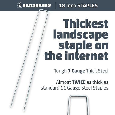 Sandbaggy 18-Inch Landscape Staples | Industrial Grade Galvanized 7 Gauge Steel | 12 Inches Longer Than Standard Staples | Trusted by Farmers & Homeowners Across The USA (100) in Kuwait