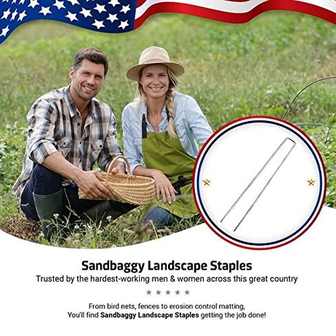 Sandbaggy 18-Inch Landscape Staples | Industrial Grade Galvanized 7 Gauge Steel | 12 Inches Longer Than Standard Staples | Trusted by Farmers & Homeowners Across The USA (100) in Kuwait