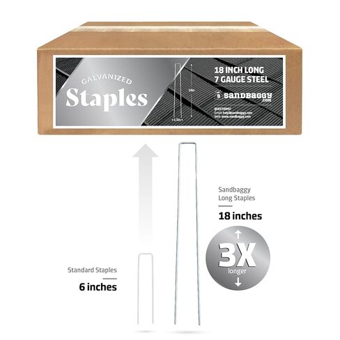 Sandbaggy 18-Inch Landscape Staples | Industrial Grade Galvanized 7 Gauge Steel | 12 Inches Longer Than Standard Staples | Trusted by Farmers & Homeowners Across The USA (100) in Kuwait
