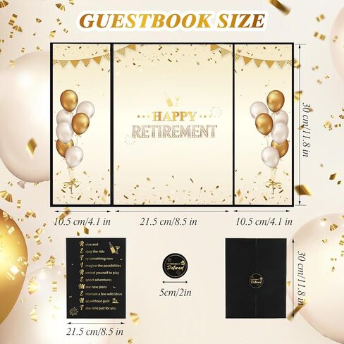WSICSE Black Gold Retirement Party Decorations, Large Retird Card Signing Happy Retirement Guestbook Creative Retirement Party Guest Book for Men Women Gift & Souvenir in Kuwait