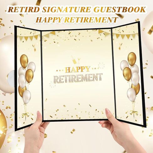 WSICSE Black Gold Retirement Party Decorations, Large Retird Card Signing Happy Retirement Guestbook Creative Retirement Party Guest Book for Men Women Gift & Souvenir in Kuwait