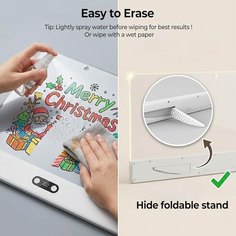 لوحة رسم LED قابلة لإعادة الشحن للأطفال، لوحة إضاءة متوهجة مقاس 16 بوصة مع 11 وضعًا للضوء، لوحة ملاحظات LED بألوان، هدية لوحة إضاءة محمولة للأطفال / الفتيات / المراهقين لعيد الميلاد وعيد الميلاد، 12 علامة in Kuwait
