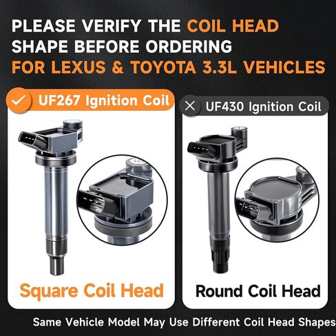 حزمة ملف الإشعال المربعة متوافقة مع Toyota 3.0L 3.3L V6 Sienna Highlander Camry Avalon Solara Lexus ES300 ES330 RX300 1999 2000 2001 2002 2003 2004 2005 2006 2007 2008، استبدال UF267 in Kuwait