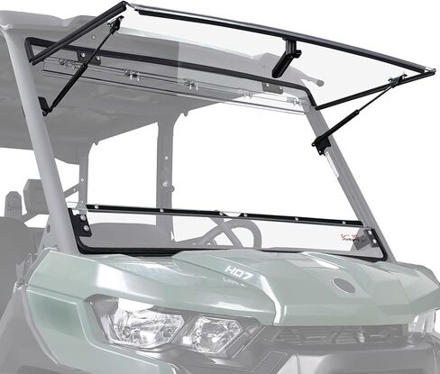 الزجاج الأمامي StarknightMT Flip متوافق مع Can-Am Defender & Defender Max 2016-2026، زجاج أمامي مقاوم للخدش بالكامل، نافذة شفافة مطلية بالكمبيوتر in Kuwait