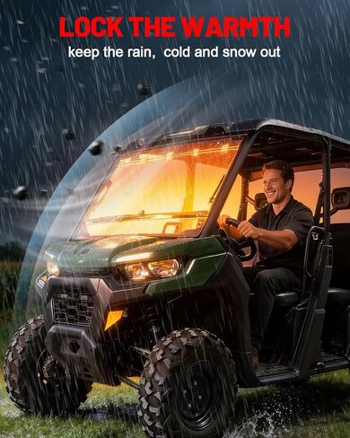 الزجاج الأمامي StarknightMT Flip متوافق مع Can-Am Defender & Defender Max 2016-2026، زجاج أمامي مقاوم للخدش بالكامل، نافذة شفافة مطلية بالكمبيوتر in Kuwait