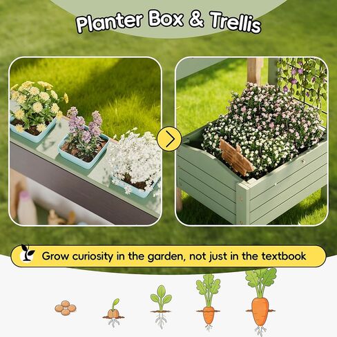 Outdoor Mud Kitchen for Kids, Wooden Pretend Play Kitchen with Plant Growing Box, Removable Sink, Oven and Stove, Kids Kitchen Playset with Kitchen Accessories for Backyard & Garden in Kuwait
