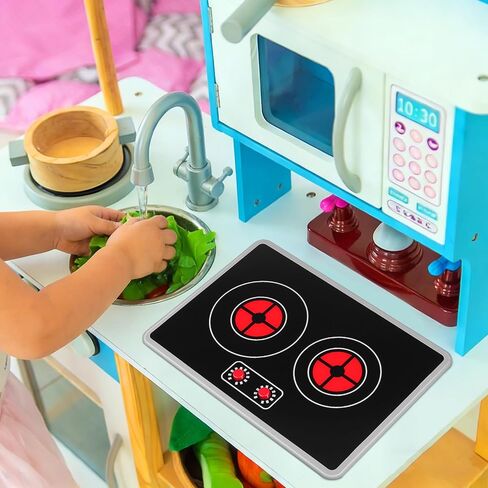 ألعاب ألعاب المطبخ من جارنيك - موقد مزدوج التظاهر، ضوء وصوت واقعيين، يعمل مع إكسسوارات المطبخ والأواني، وأدوات التطوير. لعبة الطبخ للأطفال الصغار الأولاد والبنات من سن 3 سنوات فما فوق in Kuwait