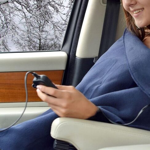 بطانية السيارة الكهربائية، 12 فولت بطانية تدفئة كهربائية للسفر Fsat للسيارة | من السهل استخدام لوازم الدفء الشتوي القابلة للطي للاستخدام المنزلي والسفر والخارج in Kuwait