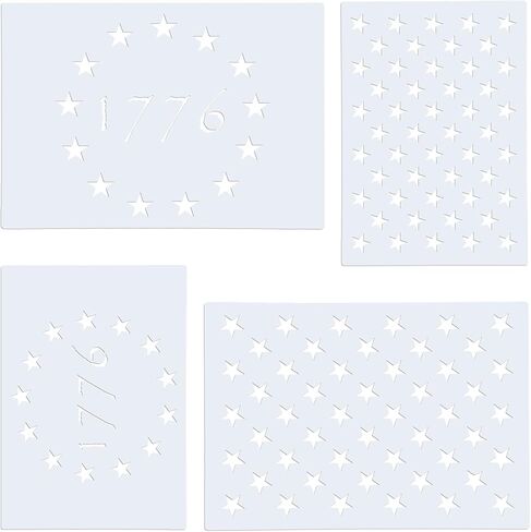 WISYOK 4Pcs American Flag 50 Star Stencil Templates, 4 Sizes American Flag Templates, Ideal for DIY Crafts Design, Independence Day Project, American Flag Projects in Kuwait
