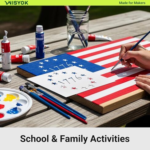 WISYOK 4Pcs American Flag 50 Star Stencil Templates, 4 Sizes American Flag Templates, Ideal for DIY Crafts Design, Independence Day Project, American Flag Projects in Kuwait