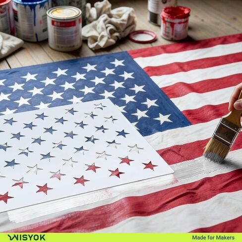 WISYOK 4Pcs American Flag 50 Star Stencil Templates, 4 Sizes American Flag Templates, Ideal for DIY Crafts Design, Independence Day Project, American Flag Projects in Kuwait