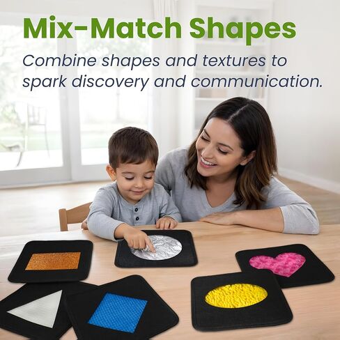 CareSquares Sensory Mats 16pc Textured Shape & Color Play Set, Activity Guide, 7 Inclusive Games, Add-On Animal Shapes, for Autism, Fine Motor Skill Toys, Montessori Classroom Learning & Sensory Walls in Kuwait